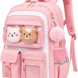 Kids Backpack for Girls, School Bag for Elementary Primary Students, Bookbag for Teens Middle School, Kawaii Ita Backpack - Light Pink