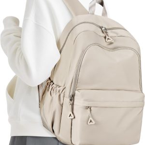 Casual Laptop Backpack for Women Men College Bookbag Waterproof Lightweight School Bag 15.6inch Laptop Daypack Large Capacity School Backpack for Teens Boys Girls (khaki)