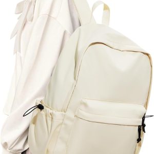 Backpack Lightweight bag Waterproof college backpack for cute Aesthetic backpacks Casual Daypack for Men Women(Beige)