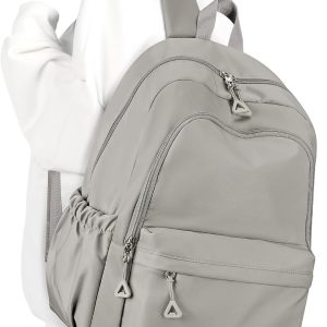 Backpack for School Teenage Girls Boys,Waterproof Lightweight School Bags Travel Daypack Simple Cute College Backpack Rucksack for Women Men fit 14 Inch Laptop,Grey Brown