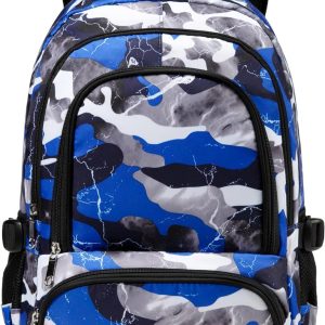 Kids Backpack for Boys Elementary Book Bags Primary Middle School Bookbags for Childs Water Resistant Back to School Gifts Son Mochila Escolares para Niños Aged 8-10 17 Inch Camo Blue