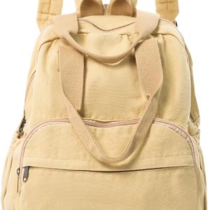 Unisex Casual Canvas Laptop Backpack,Lightweight Work Daypack Travel Bag,Men Women Top Handle Rucksack