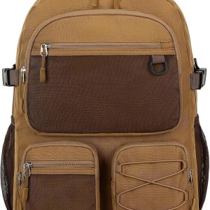 Water Resistant Backpack for School Travel College Travel, Large Bookbag with Mulitiple Pockets for Men and Women (Brown)