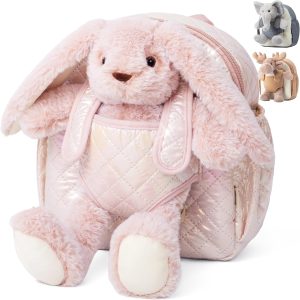 Bunny Toddler Backpack – Soft Plush Bag with Detachable Toy for Girls Aged 2–4 | Perfect for Daycare, Travel & Birthday Gifts