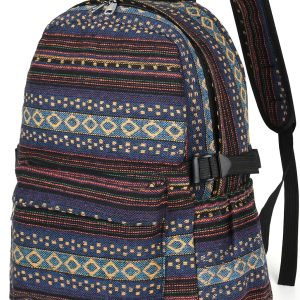 Casual Backpack for Women,Vintage Unique Style Fashion Backpacks rse, Boho Ethnic Handbag Shoulder Bag,Dark blue