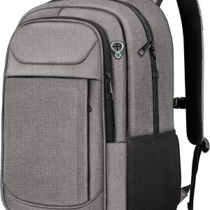 Travel Backpack, Laptop Backpack for Men Women, 17 Inch Water Resistant Slim Casual Daypack College Travel Comter Nurse Work Bag Gifts for Men & Women, Grey